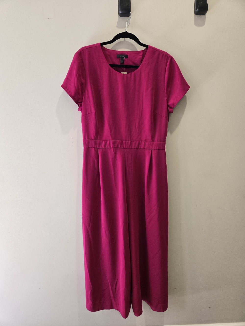J. Crew Short-Sleeve Midi Jumpsuit in Fuchsia Pink NWT